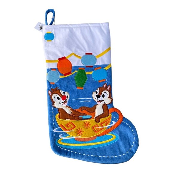 Disney Parks Chip and Dale Mad Tea Party Teacups Holiday Christmas Stocking - Picture 2 of 5